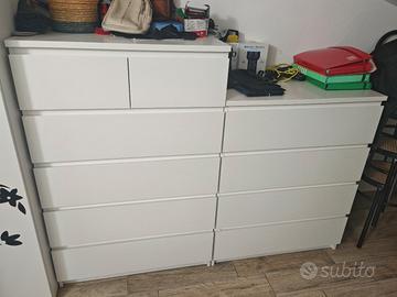 cassettiera/Como moderno bianco a 10 cassetti
