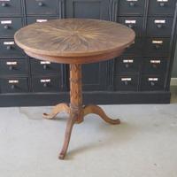 TAVOLINO TAVOLO TONDO INTARSIATO ANTICO