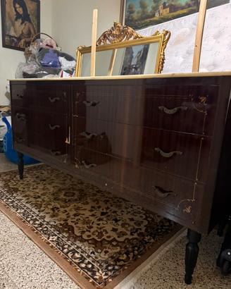 Elegante cassettiera vintage como’ specchio dorato