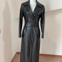 Cappotto lungo in vera pelle Made in Italy, tg 42