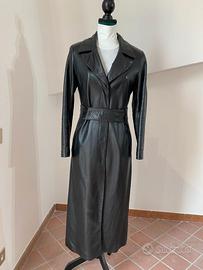 Cappotto lungo in vera pelle Made in Italy, tg 42