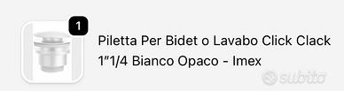 Piletta Per Bidet o Lavabo Bianco Opaco