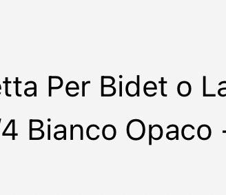 Piletta Per Bidet o Lavabo Bianco Opaco