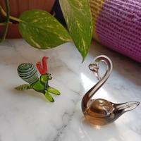 Set 2 animaletti in vetro soffiato multicolore.