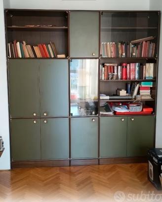 Mobile SOGGIORNO LEGNO e formica verde - LIBRERIA
