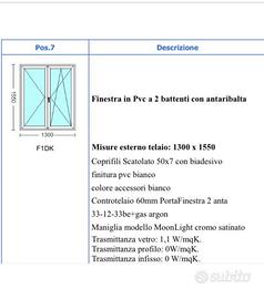 finestre pvc bianco con doppio vetro e antaribalta