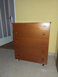 Cassettiera fasciatoio Pali ruote e piano apribile