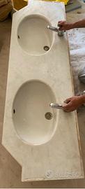 Top Bagno in Marmo con Doppio Lavabo - 166x54 cm
