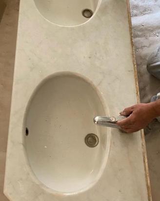 Top Bagno in Marmo con Doppio Lavabo - 166x54 cm