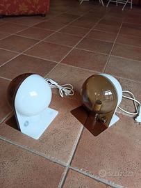 Coppia di applique Guzzini anni 70 bianco/marrone