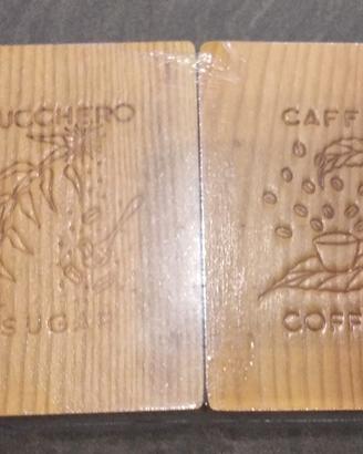 Zuccheriera e Caffettiera contenitori in LEGNO