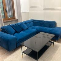 Divano velluto blu angolare