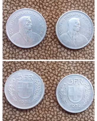 Argento Franchi Svizzeri prima metà del 1900