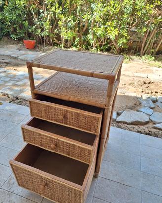 comodino cassettiera in bambu