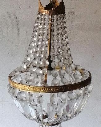VINTAGE LAMPADARIO DECO gocce vetro