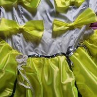 Costume carnevale giallo fluo, con fiocchi, vintag