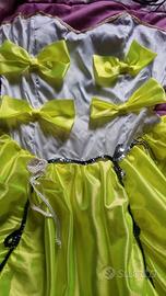 Costume carnevale giallo fluo, con fiocchi, vintag