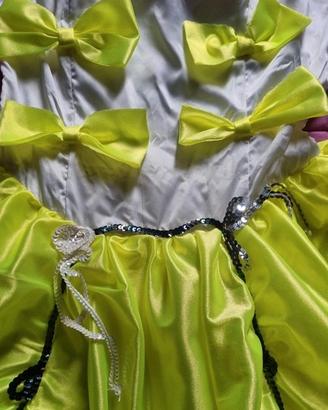 Costume carnevale giallo fluo, con fiocchi, vintag