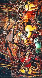 Basso rilievo cromatico in legno