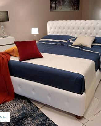 Letto Chesterfield in pelle Bianca