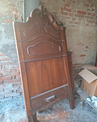 letto matrimoniale antico 800 noce radica