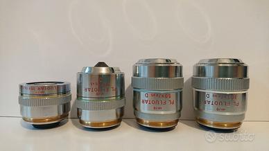 4 Obiettivi Microscopio, Leitz PL FLUOTAR D-M32