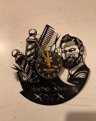 Orologio da Parete Vinile Barber Shop Fatto a Mano