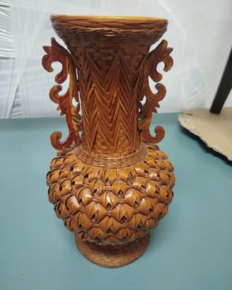 Vaso di bambù fatto a mano, bambù intrecciato