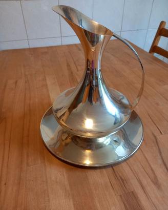 Brocca vintage con piatto in metallo argentato