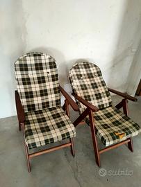 Coppia Poltrone Vintage Relax Anni '60 in Legno - 