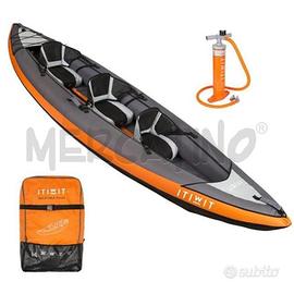 KAYAK 3 POSTI GONFIABILE + POMPA + 2 REMI GRIGIO
