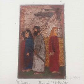 Tecnica mista su cartoncino - carta vergata 34x24 