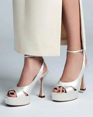 Sandali in raso con tacco, bianco, Casadei, n.40
