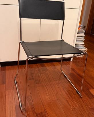 Sedie da interno nere cuoio e acciaio 6x