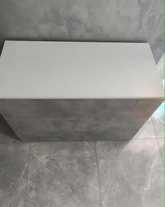 letto a cpntenitore in pelle bianco +comò+comodini