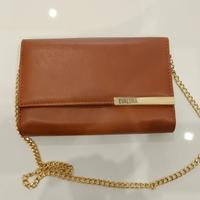 Borsa a tracolla Evaluna marrone con catena dorata