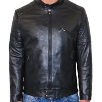 Giubbotto Uomo Vera Pelle Nero Giacca Biker Moto