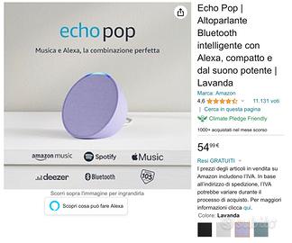 Alexa echo pop amazon nuova ultima generazione