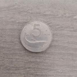 Moneta 5 lire 1954