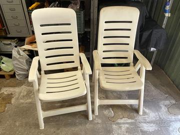 2 sedie da giardino/reclinabili in plastica