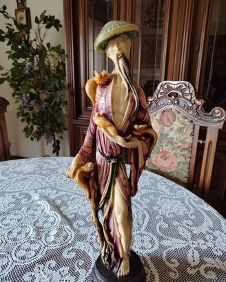 Coppia statuine orientali vintage in resina 