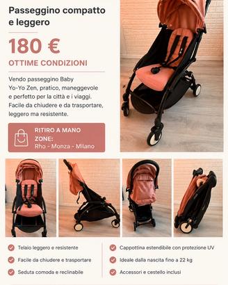 Passeggino baby zen yoyo corallo