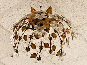 Lampadario Banci foglie Murano anni 70