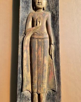 Pannello in legno intagliato a mano-Buddha - 56x14