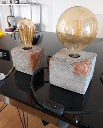 Lampada artigianale in vero cemento e laterizio 