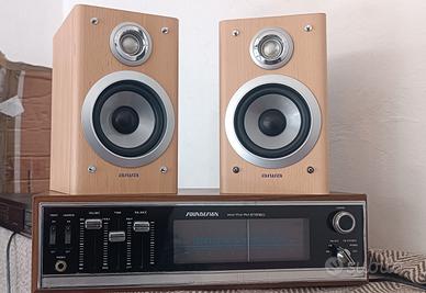 radio receiver aux in legno+ casse aiwa made in Ja