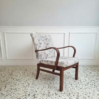 poltrona  braccioli in legno curvato sfoderabile