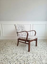 poltrona  braccioli in legno curvato sfoderabile