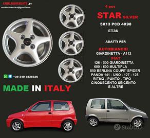 CERCHI STAR SILVER 5X13 et36 4x98 Autobianchi FIAT
