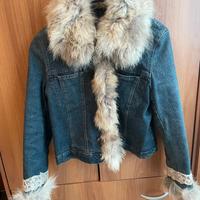 Giubbino di jeans con pelliccia vera